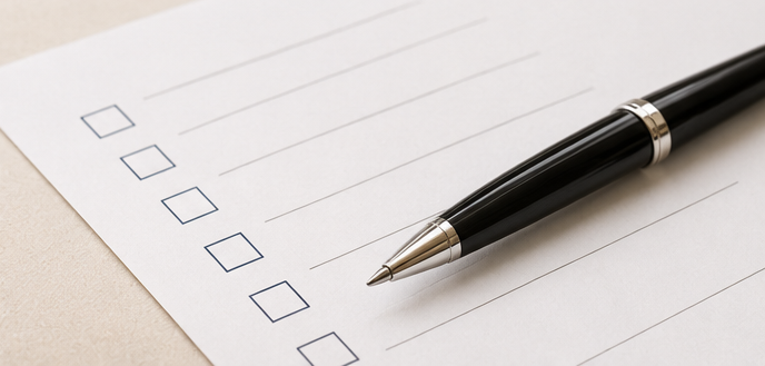 Checklist and pen